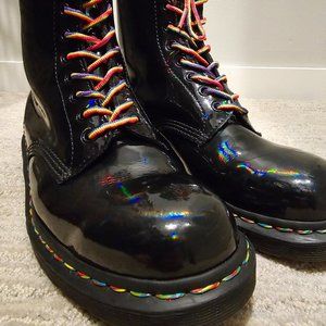 Dr. Martens | Docs 1460 Pride Rainbow Patent Leather Boots in Black